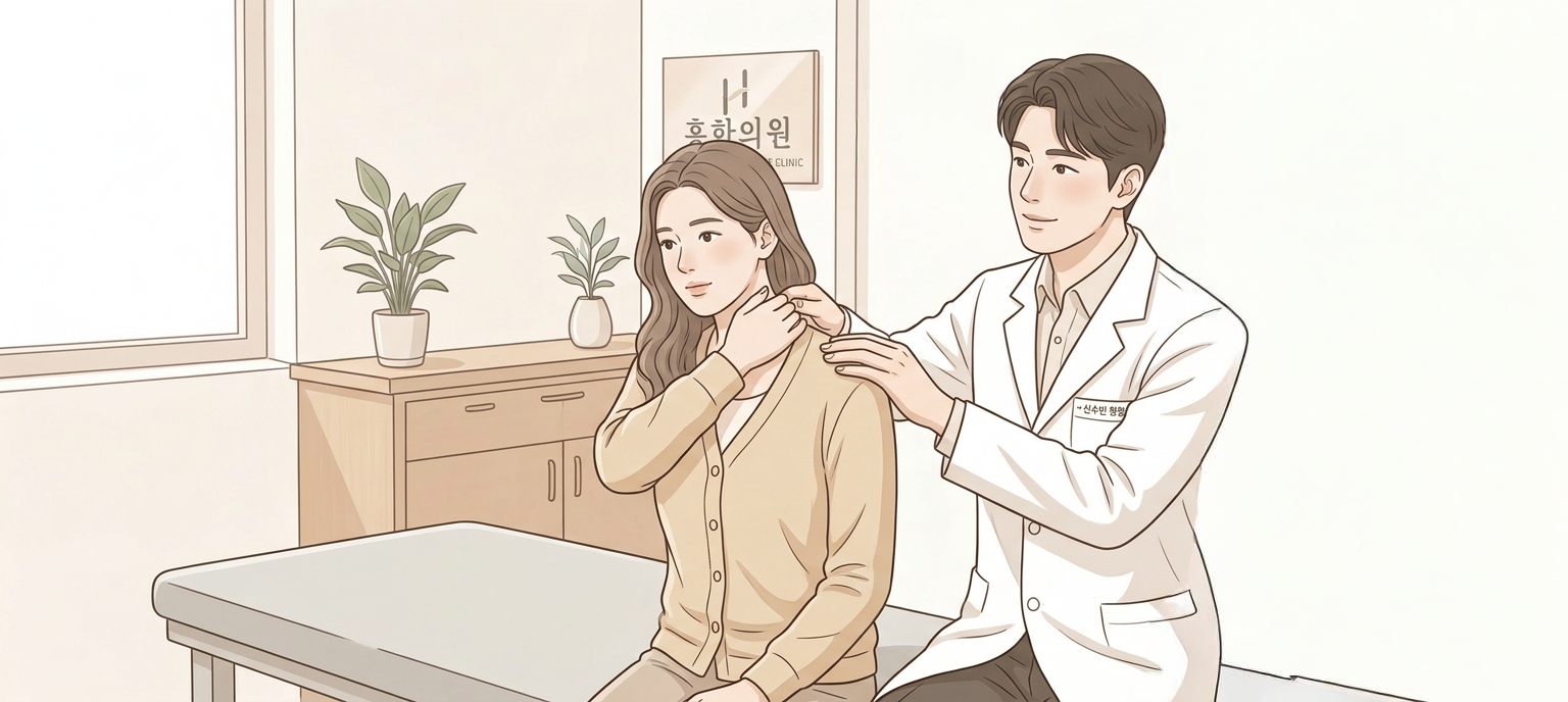 통증 부위와 움직임 확인
